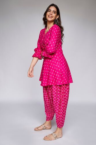 5 - Dark Pink Ethnic Motifs Peplum Suit Set, image 5