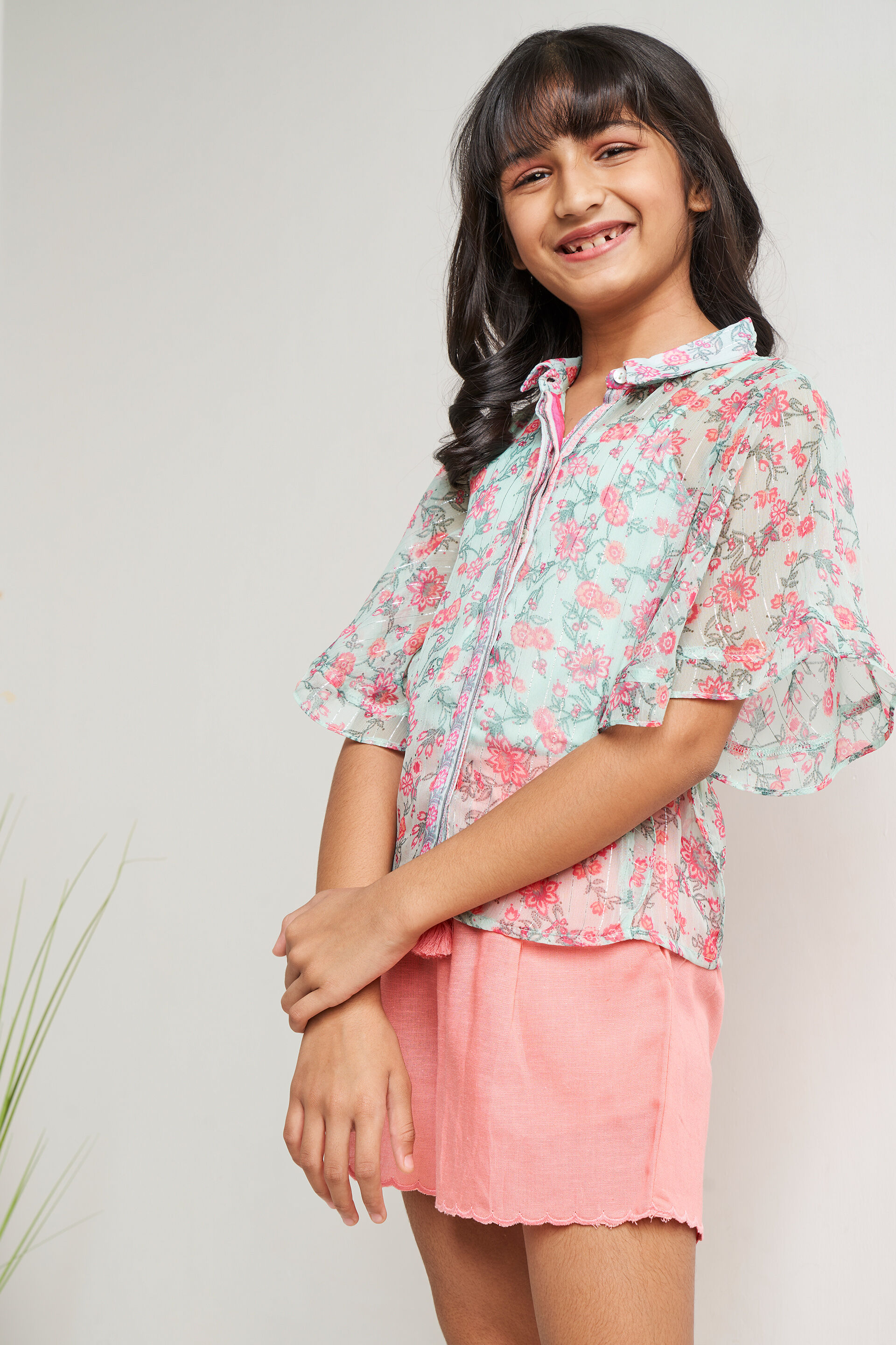 Mint Floral Straight Top, Mint, image 2