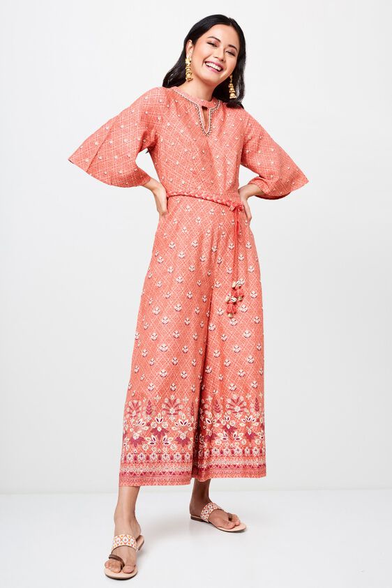 2 - Pink Floral Fit and Flare Maxi Jumpsuit, image 2