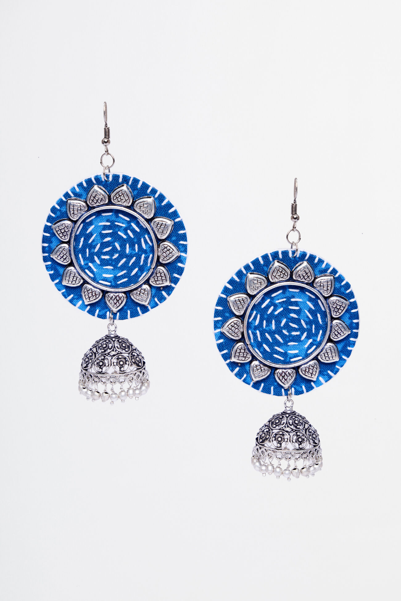 Blue Alloy and Fabric Earring, , image 1