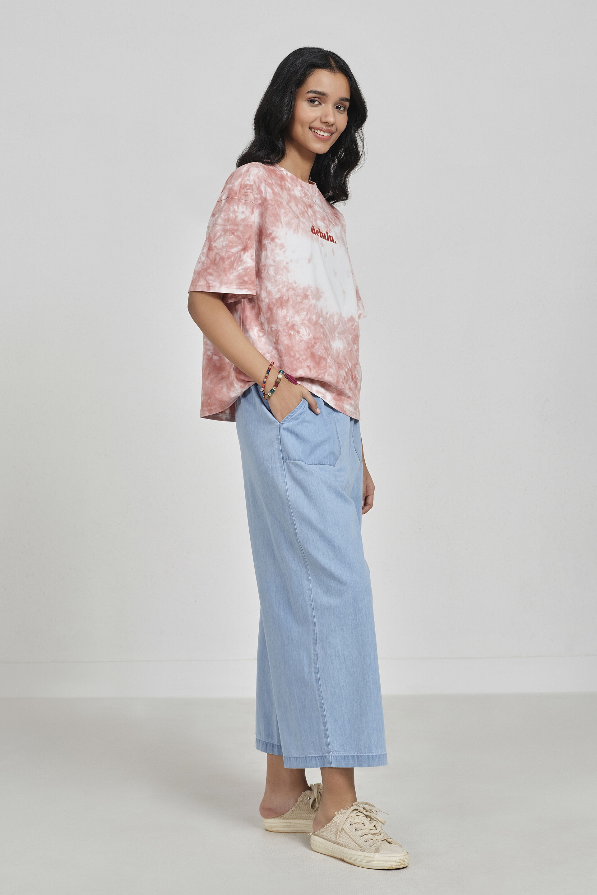 Coral Fade Cotton T-Shirt, Pink, image 2