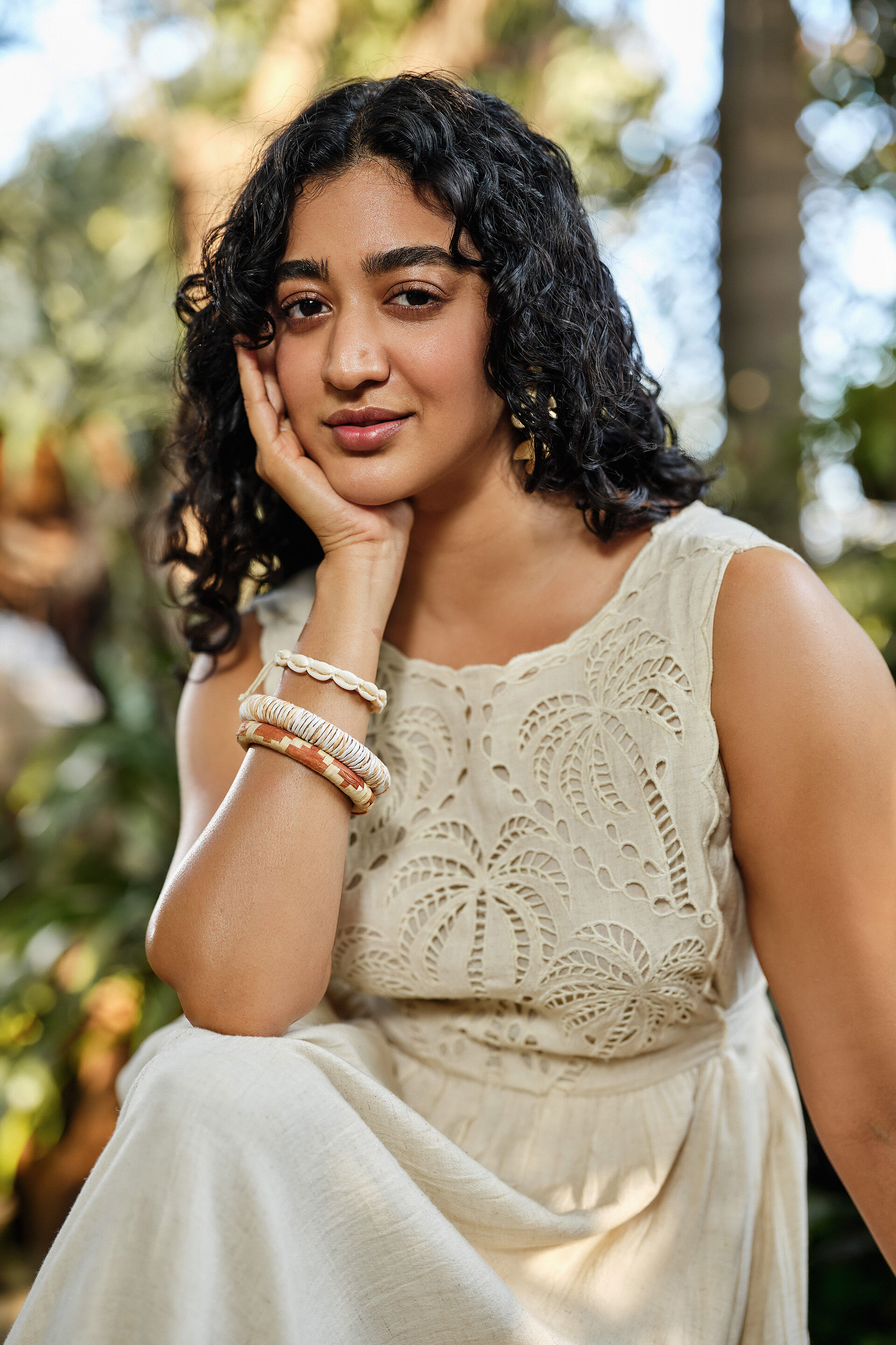 Zoha Schiffli Maxi Dress, Natural, image 3