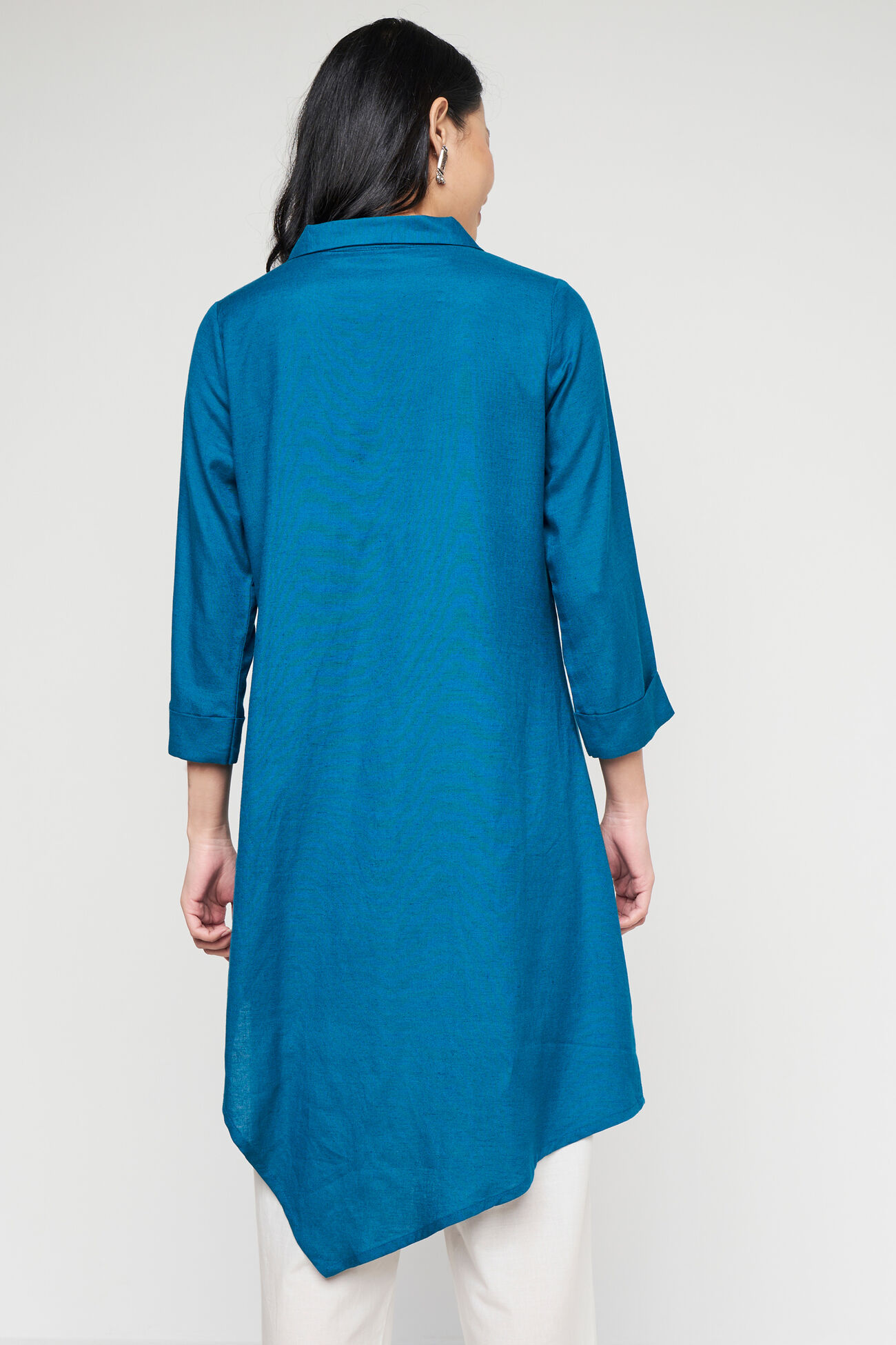 Solid Asymmetric Tunic, Teal, image 4