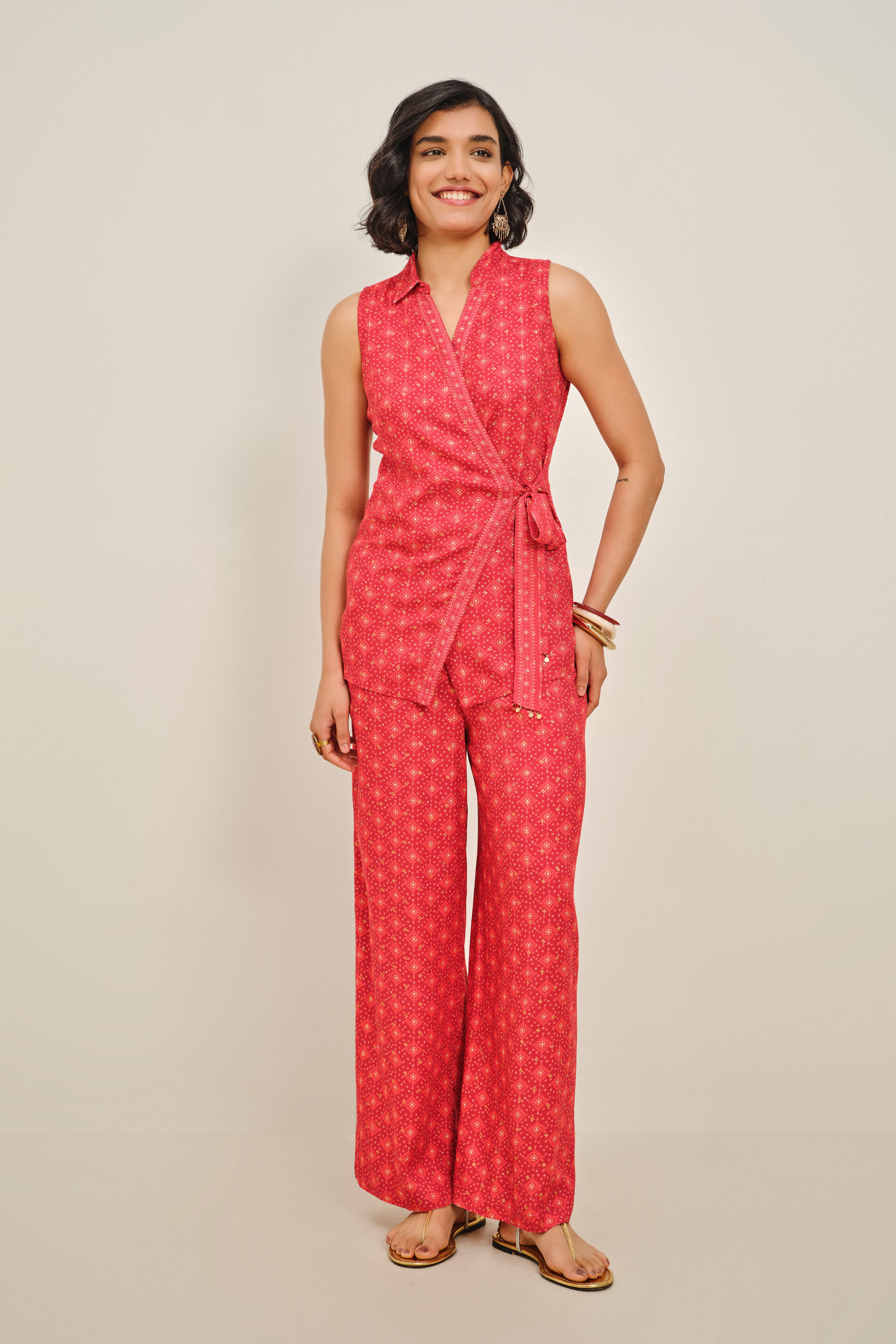 Raahi Red Printed Set, Red, image 2