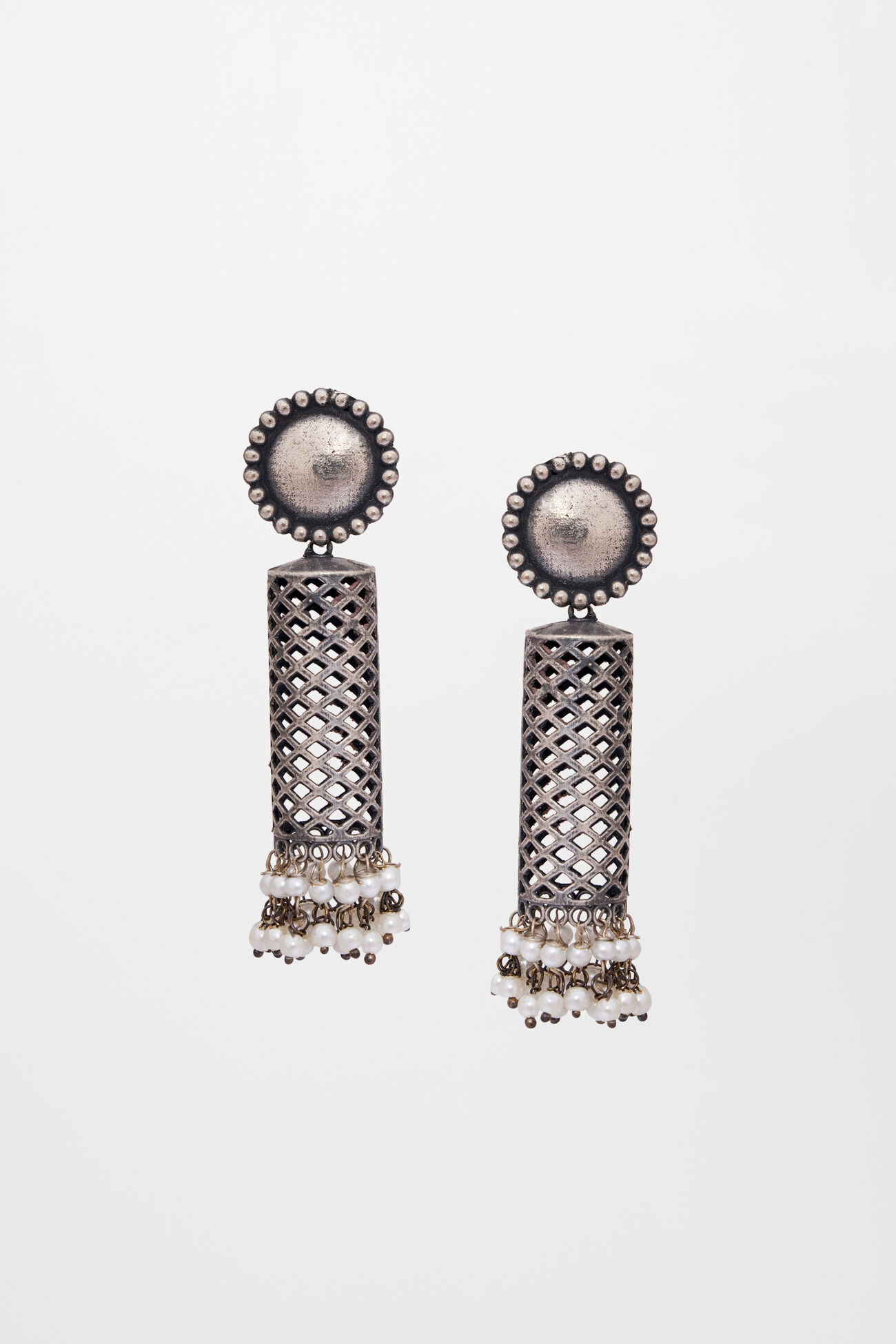 Silver Alloy and Beads Earring, , image 1