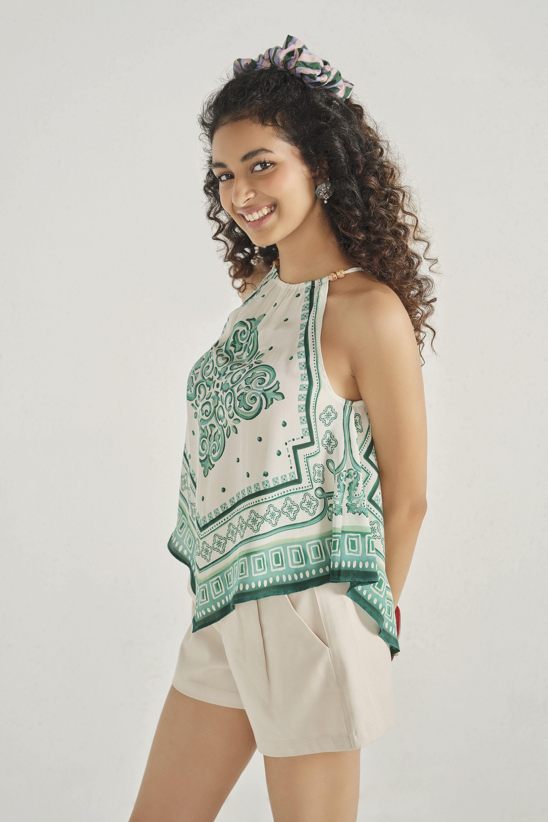 Sea Breeze Handkerchief Top, Teal, image 3