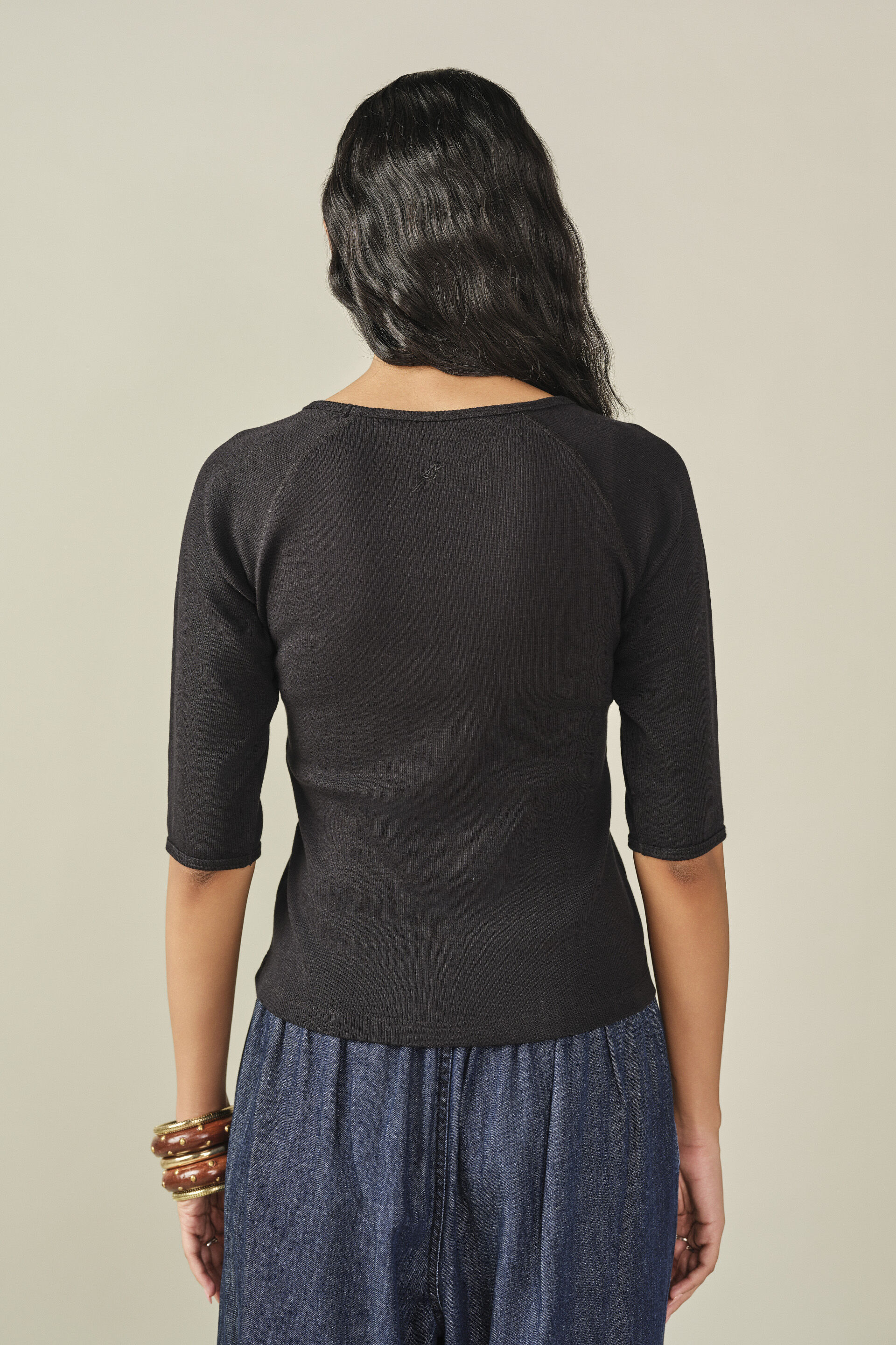 Solid Scoop Neck Top in Black, Black, image 6