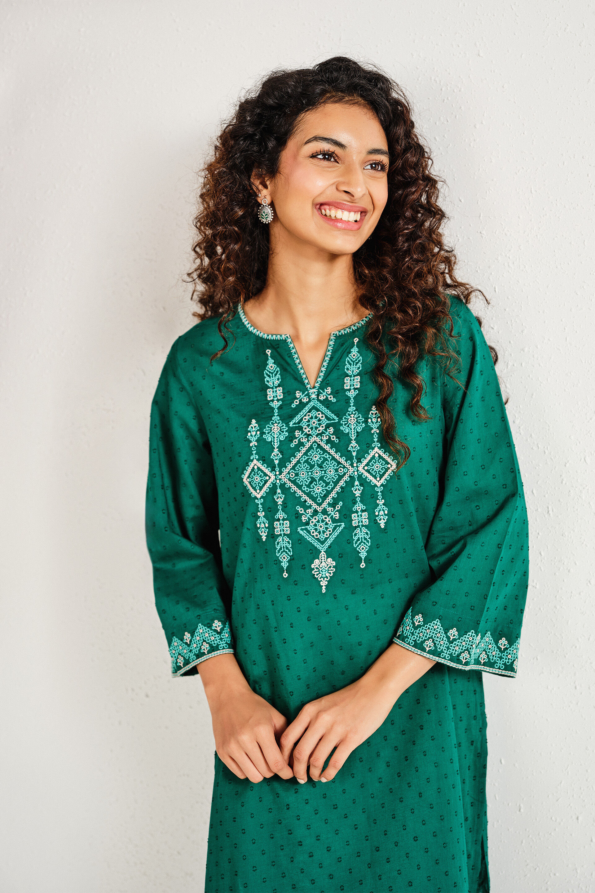 Moksh Teal Cotton Kurta, Teal, image 3