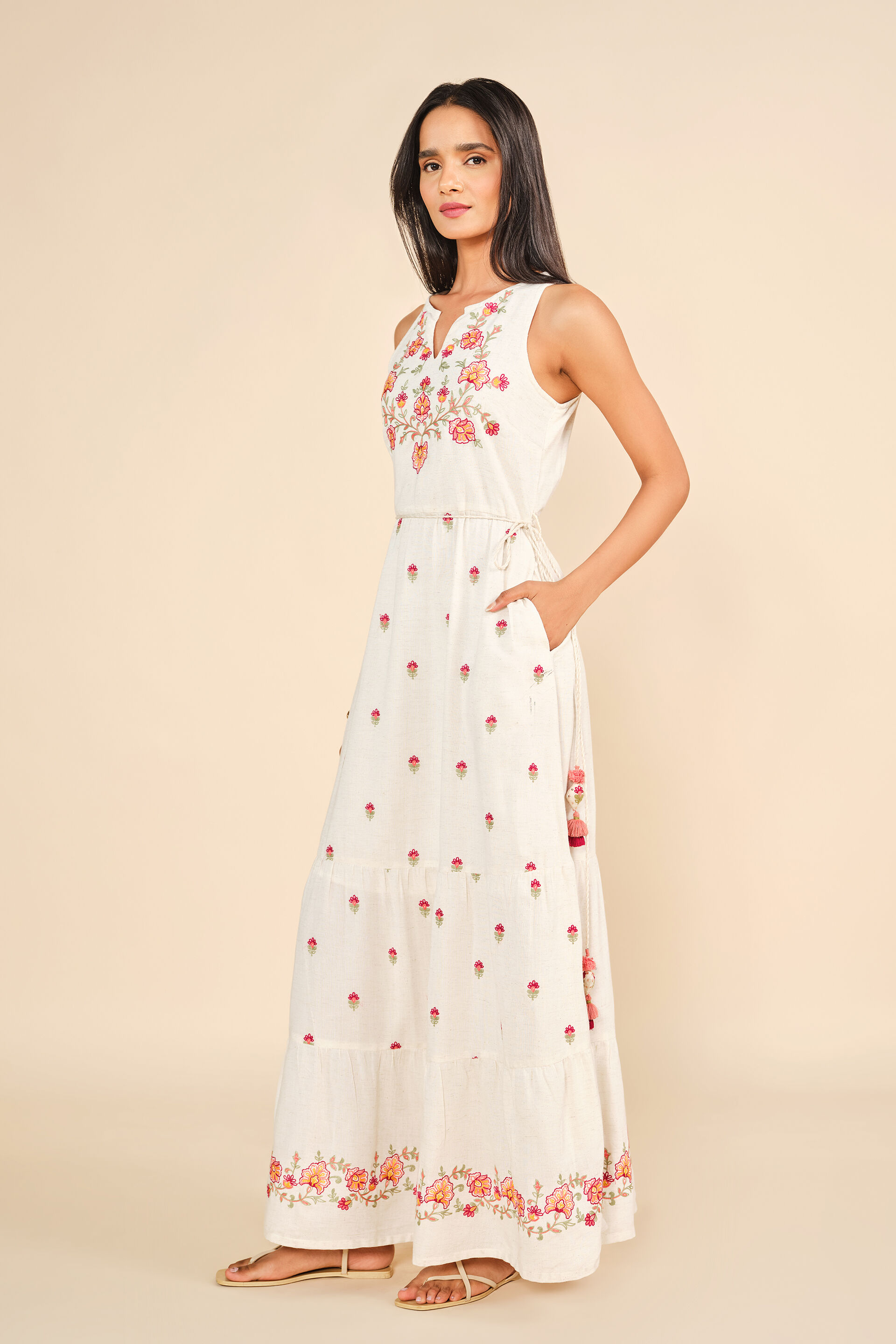 Buy Nayaab Noor Maxi Dress Online In India at Global Desi  S25H122MX_OFF_WHITE