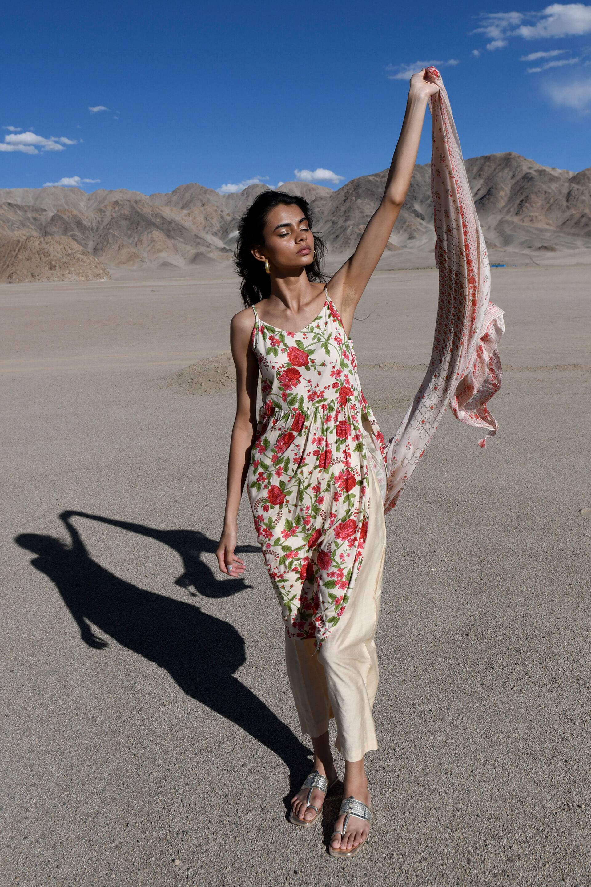Buy Off White Floral Straight Slip On Kurta Online at Best Price