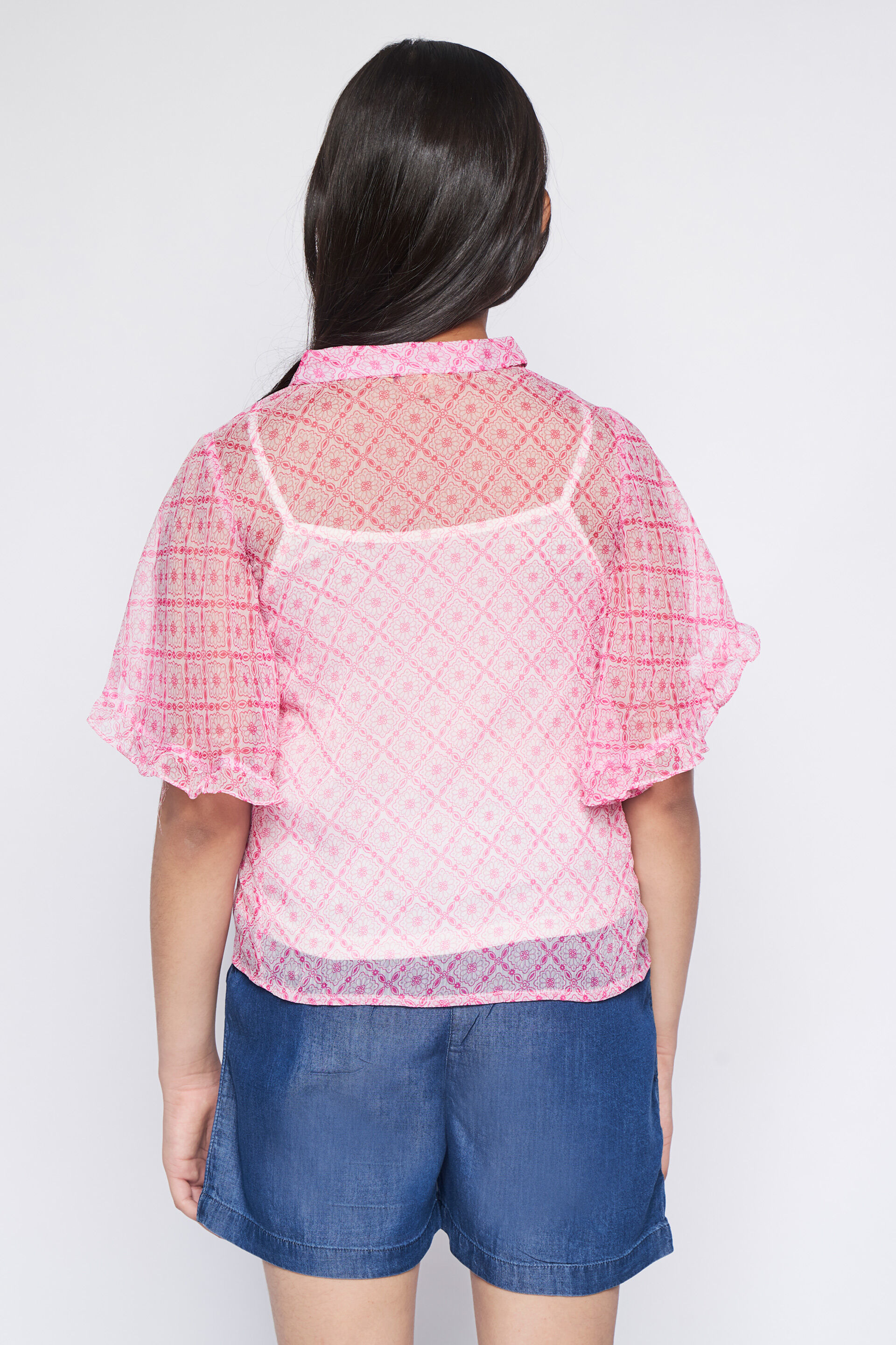 Pink Geometric Straight Top, Pink, image 4