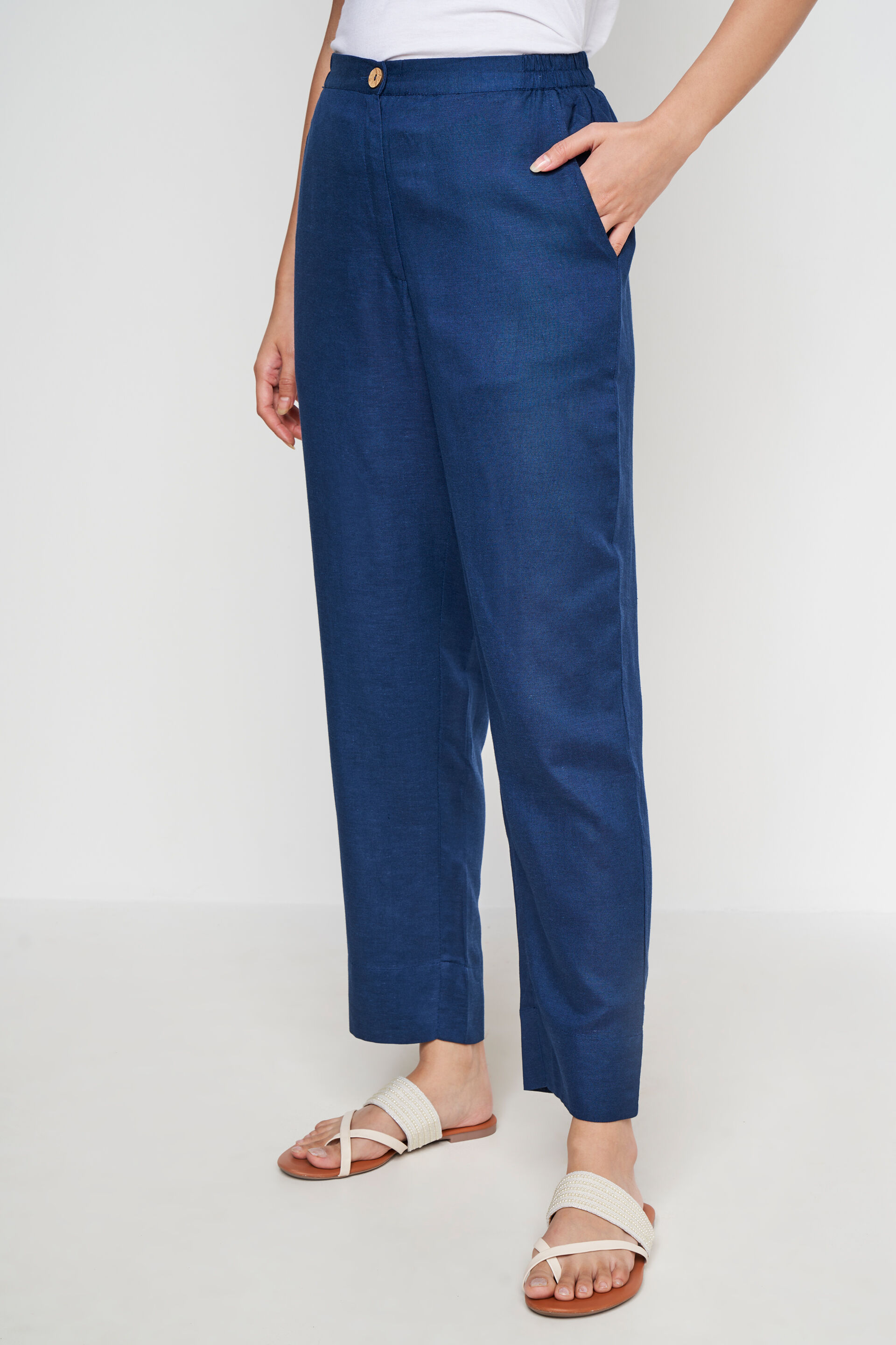 Navy Solid Straight Bottom, Navy Blue, image 2