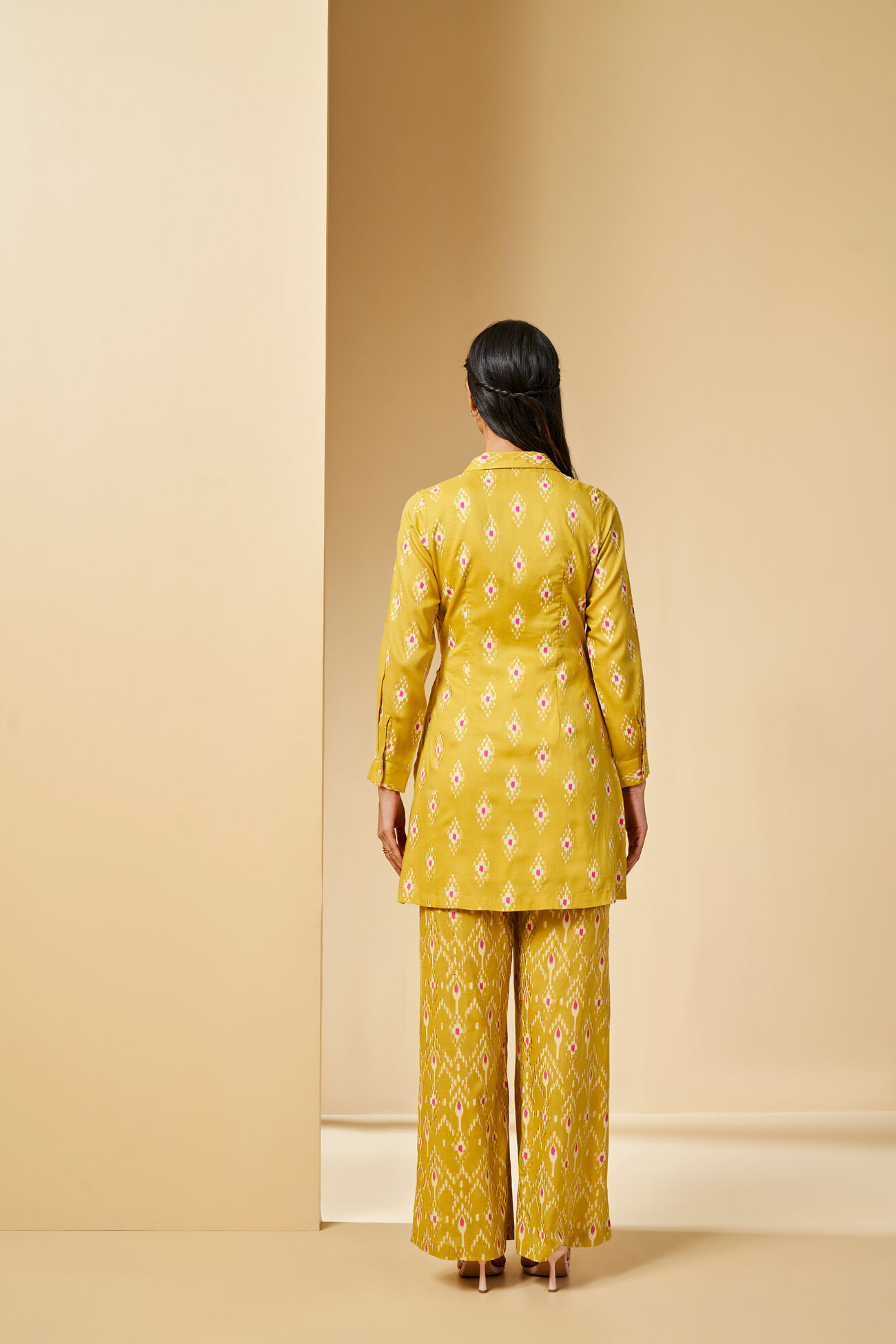 Ikat Inspired Yellow Co-ords Set, Mustard, image 6
