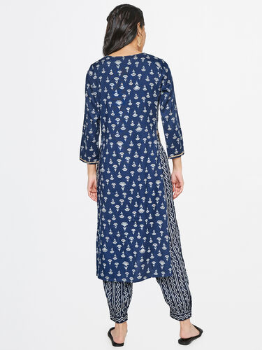 Indigo Ethnic Motifs Festive Suit, Indigo, image 5
