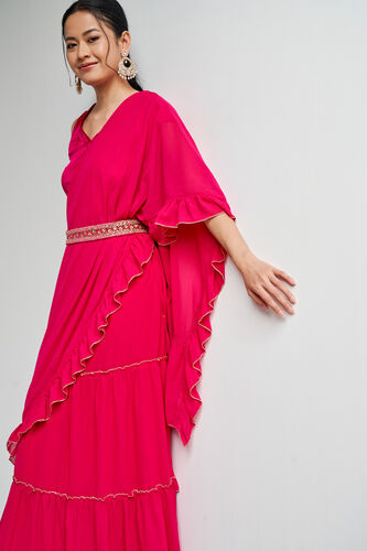 Hot Pink Solid Straight St Saree, Hot Pink, image 3