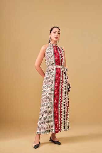 Warli Inspired Maxi Dress, Off White, image 1