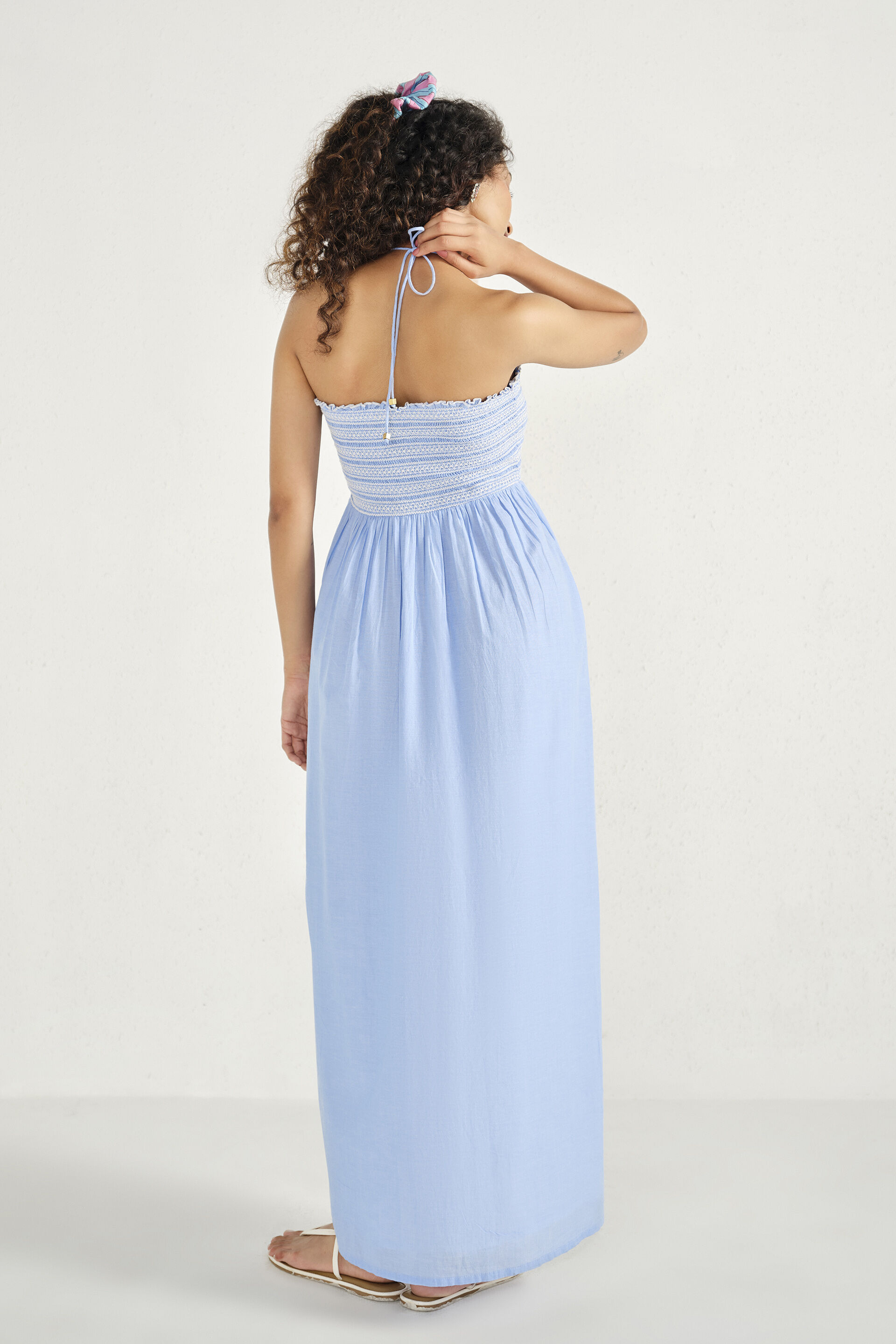 Sky Mist Embroidered Maxi Dress