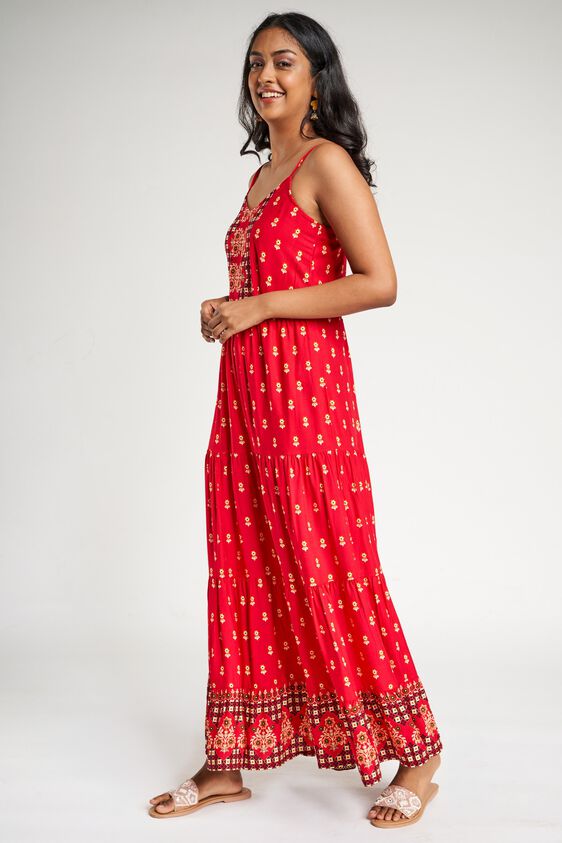 6 - Hot Pink Floral Printed Fit And Flare Dress, image 6