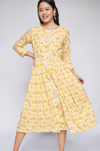 6 - Yellow Geometric Fit & Flare Dress, image 7