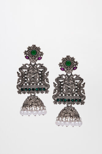Silver Alloy Stone and Beads Earring, , image 1