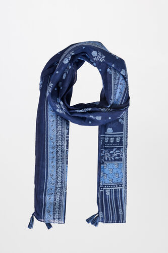 Navy Print Scarf, , image 1