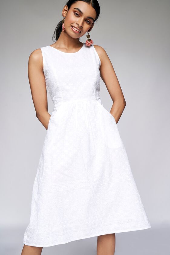 3 - White Embroidered Cut Out Dress, image 3