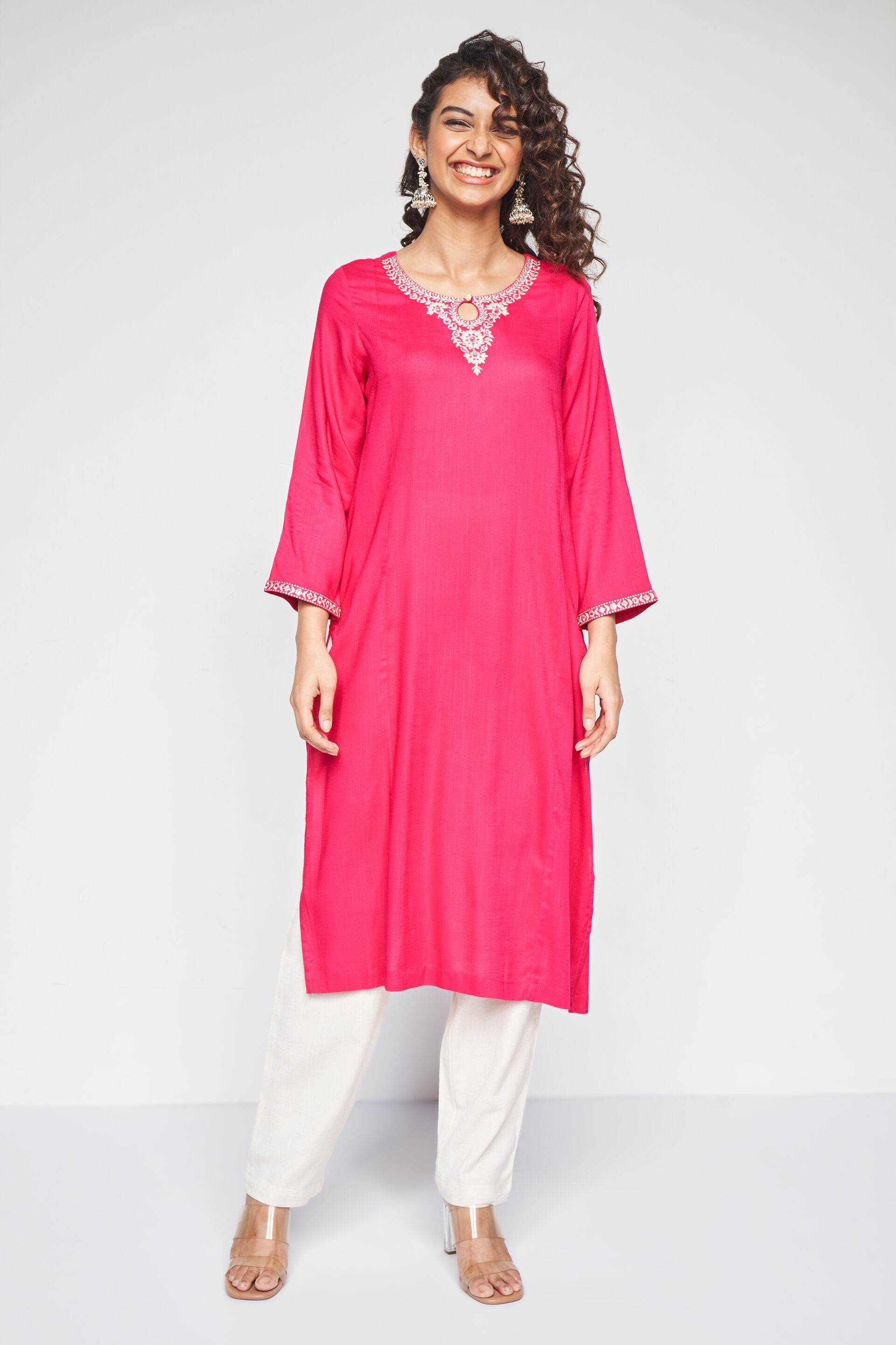 Buy Red 100% Pure Chanderi Silk Embellished Gota Neckline A-line Kurta For  Women by Gulabo by Abu Sandeep Online at Aza Fashions.