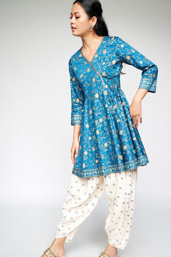 6 - Midnight Blue Embroidered Fit and Flare Suit, image 6
