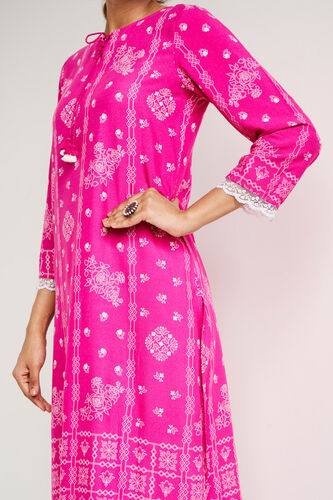 Pink Geometric Straight Kurta, Pink, image 6