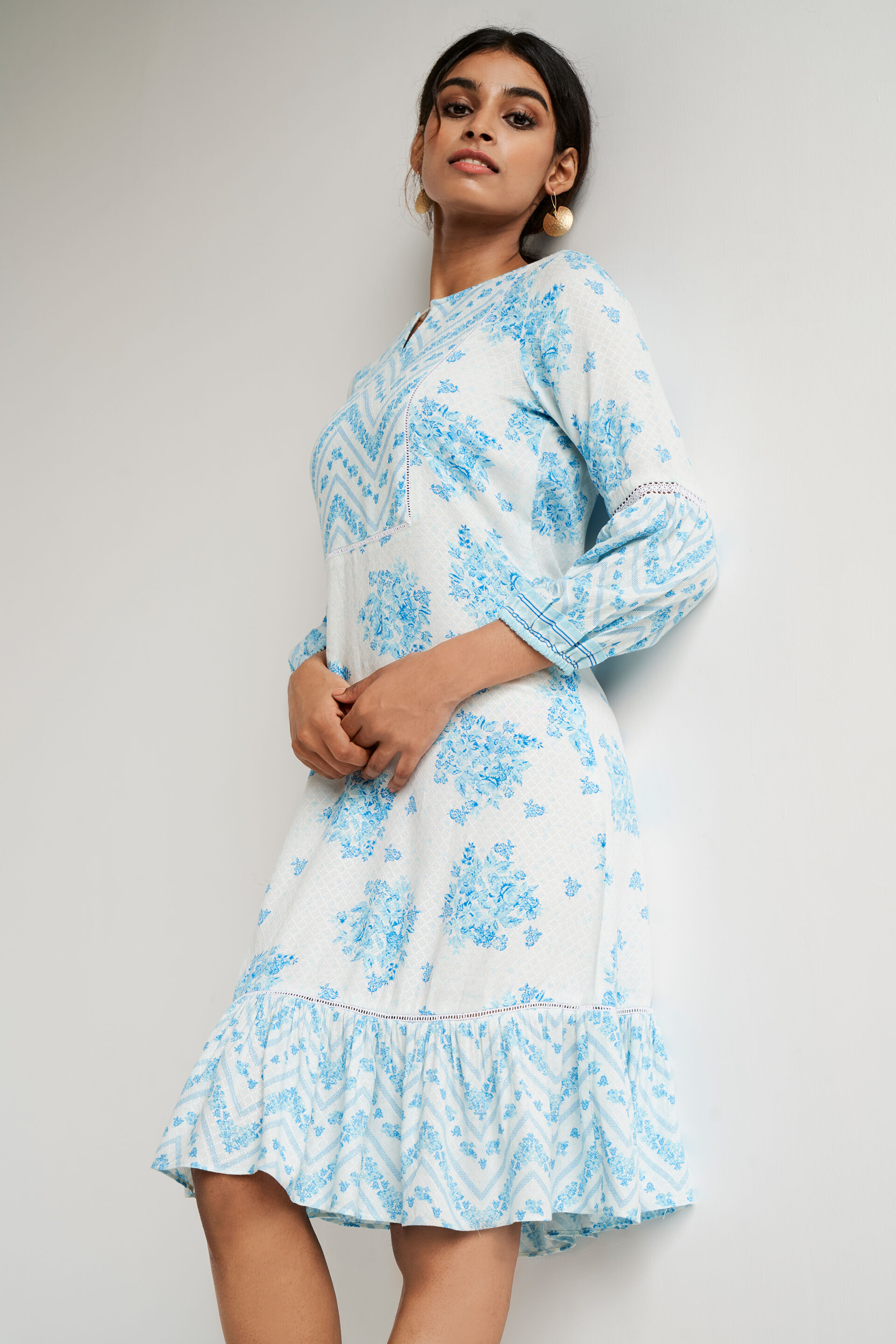Buy Navy Blue Women Mid-calf Flared Dress, Vacation Summer Bohemian Dress,  Everyday Sundress, Empire Waist Tiered Dress, isabella Dress Online in  India - Etsy
