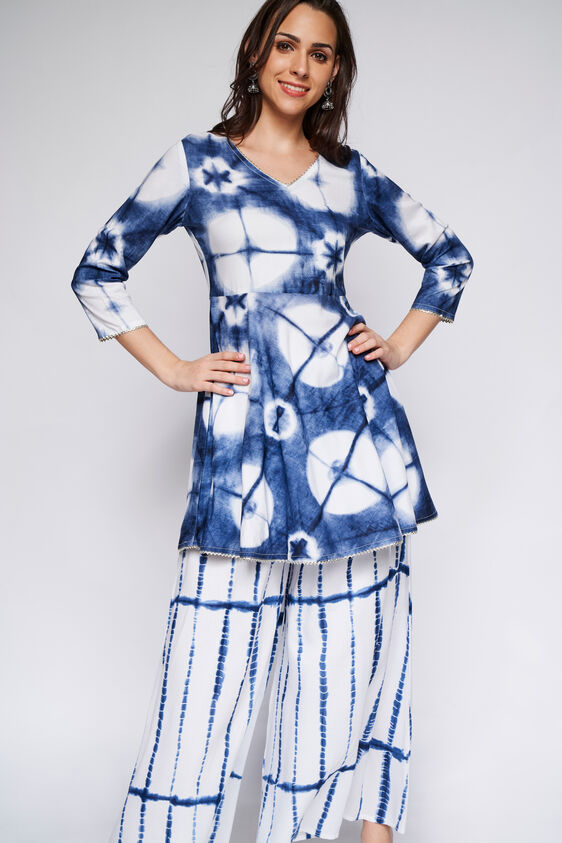 Indigo Tie & Dye Peplum Suit Set, Indigo, image 6