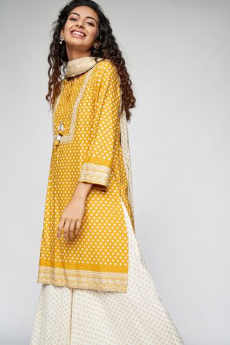 5 - Mustard Printed Fit & Flare Suit, image 5