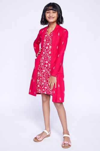 2 - Hot Pink Jacquard A-Line Dress, image 2