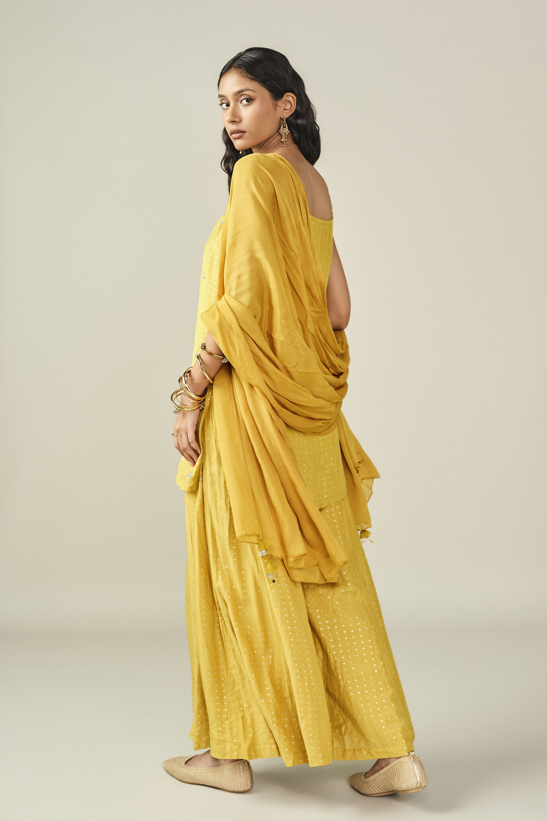 Embroidered Pant Set in Yellow, Yellow, image 6