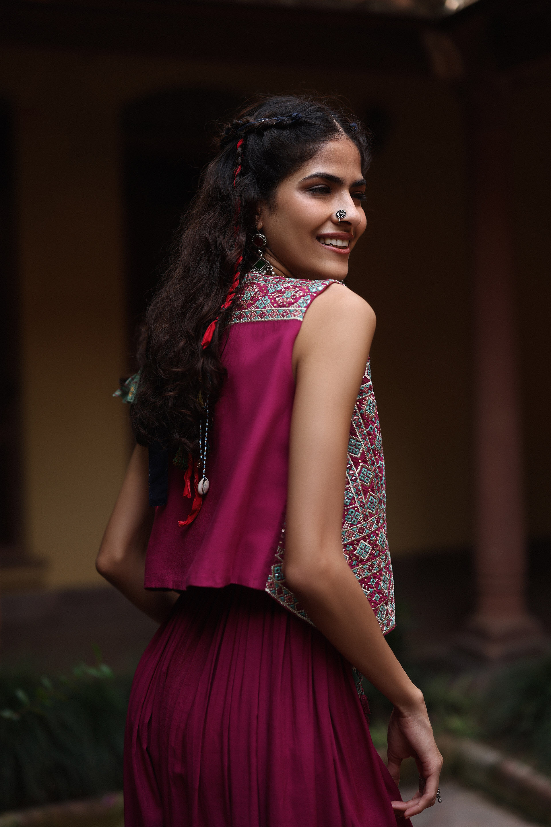 Manmarzi Jumpsuit Set, Wine, image 5