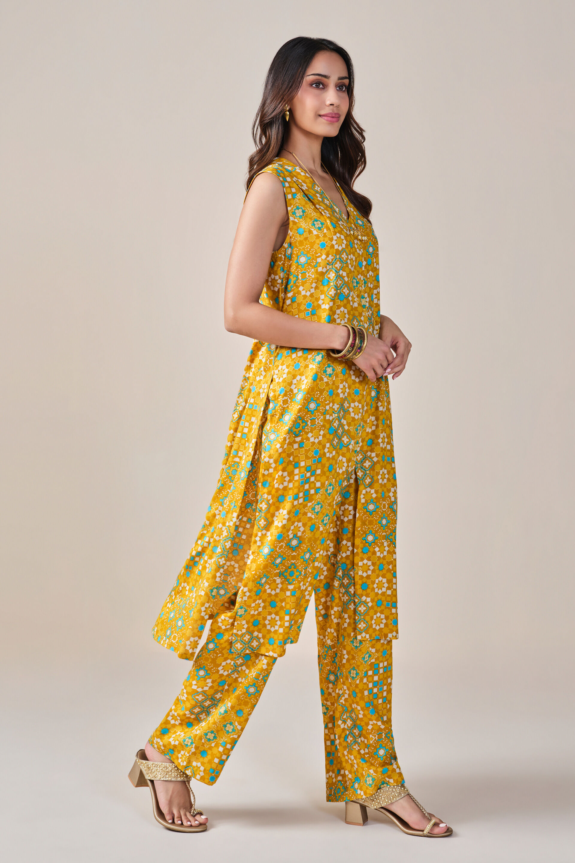 Mustard Viscose Co-ord Set, Mustard, image 2