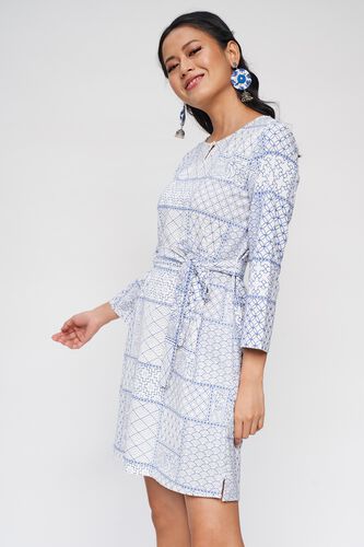 4 - White Graphic Printed A-Line Dress, image 4