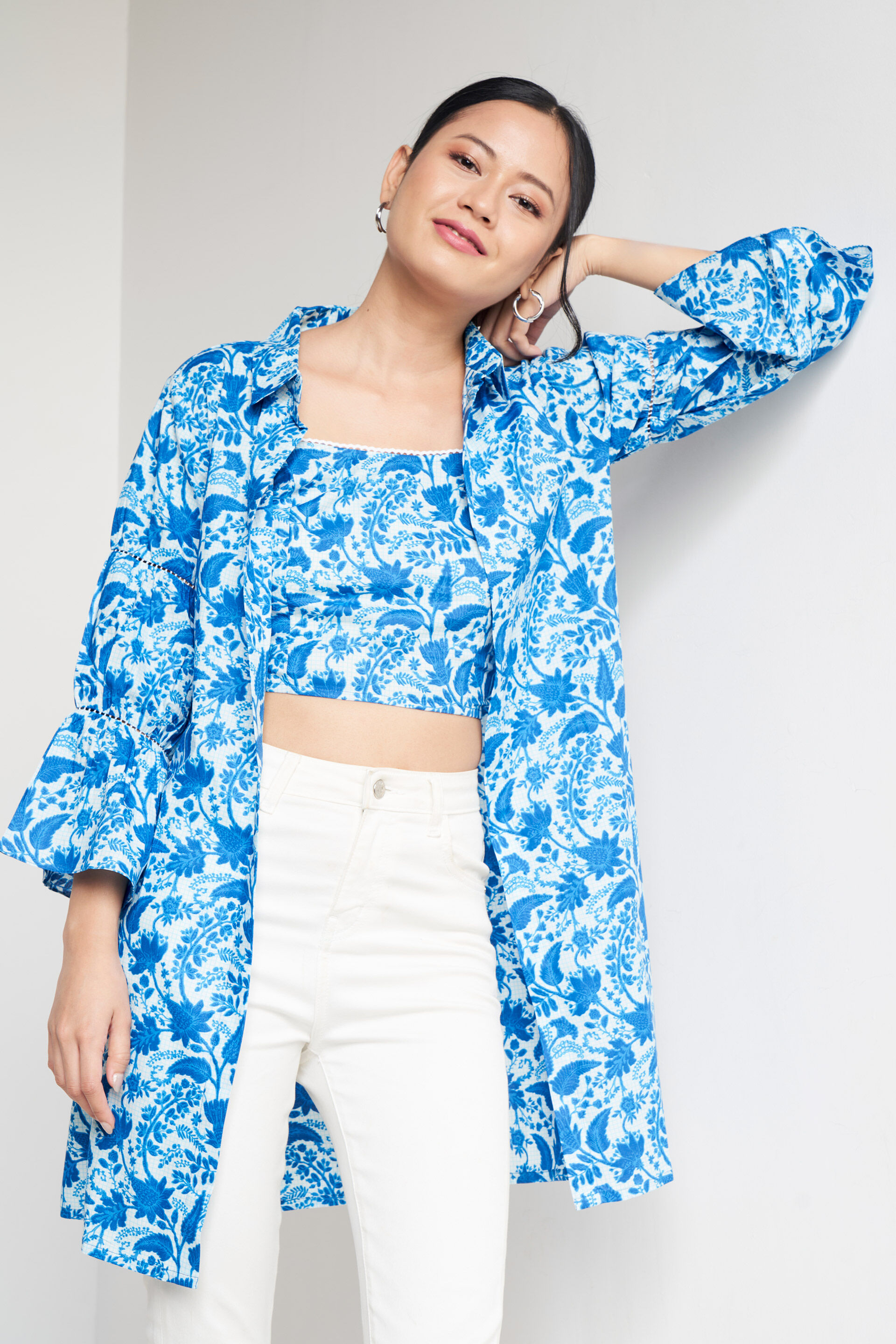 Blue Floral Shirt Style Set, Blue, image 2