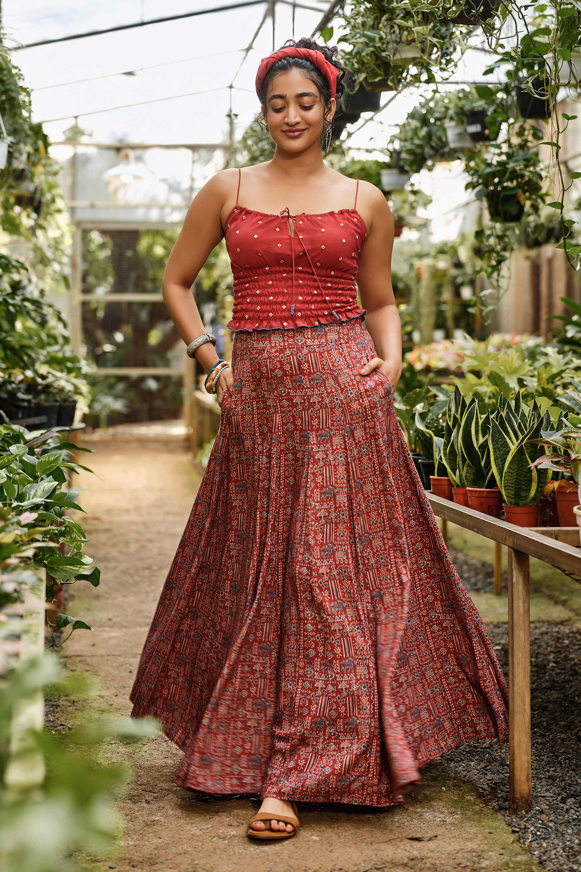 Rutvi Rust Skirt Set, Rust, image 2