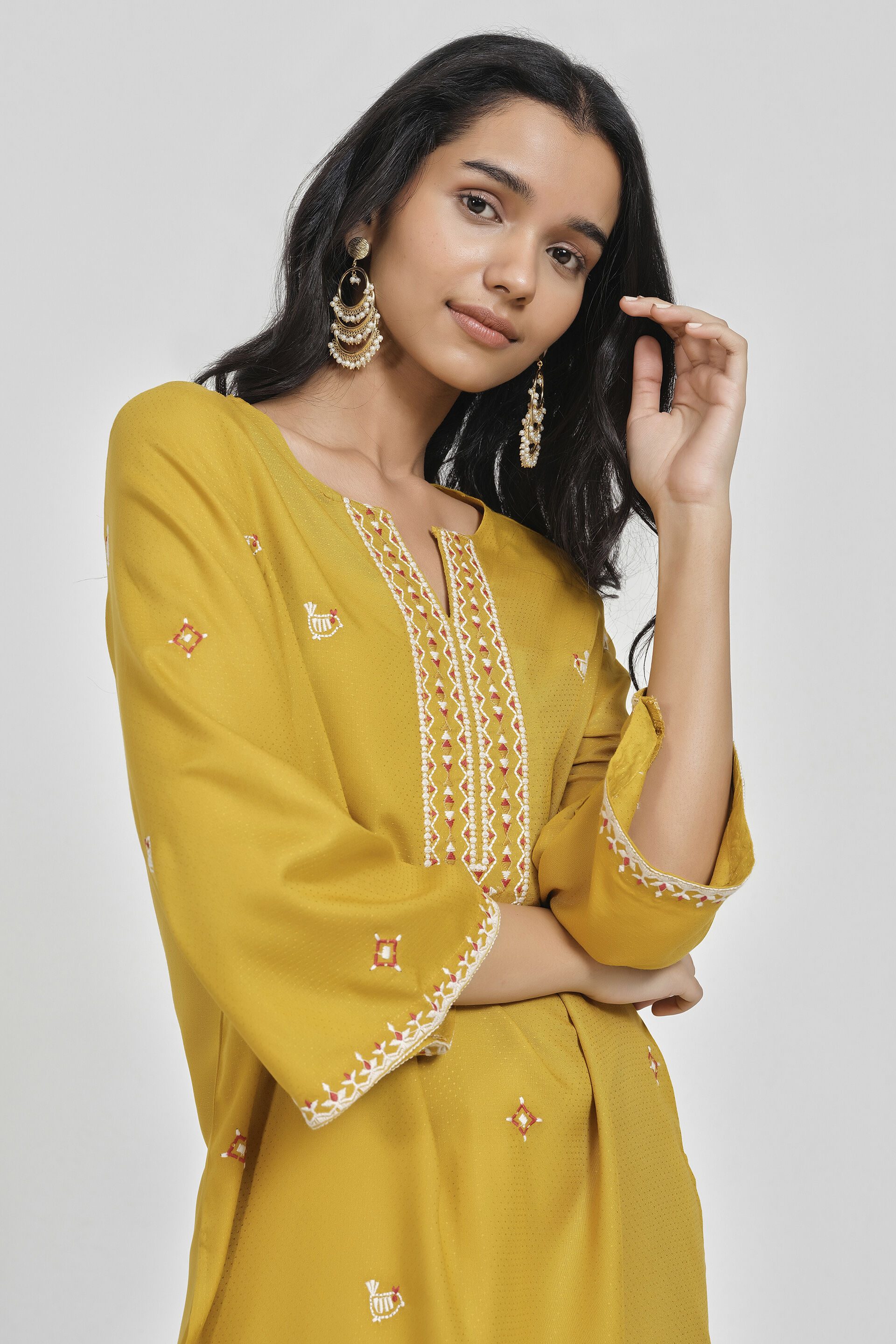 Mustard Embroidered Tunic, Mustard, image 4