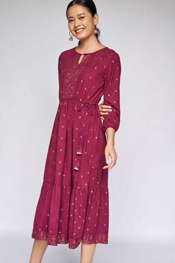 4 - Wine Gathers or Pleats Fit and Flare Gown, image 4