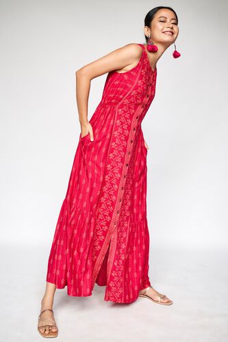 2 - Hot Pink Geometric Fit and Flare Gown, image 2