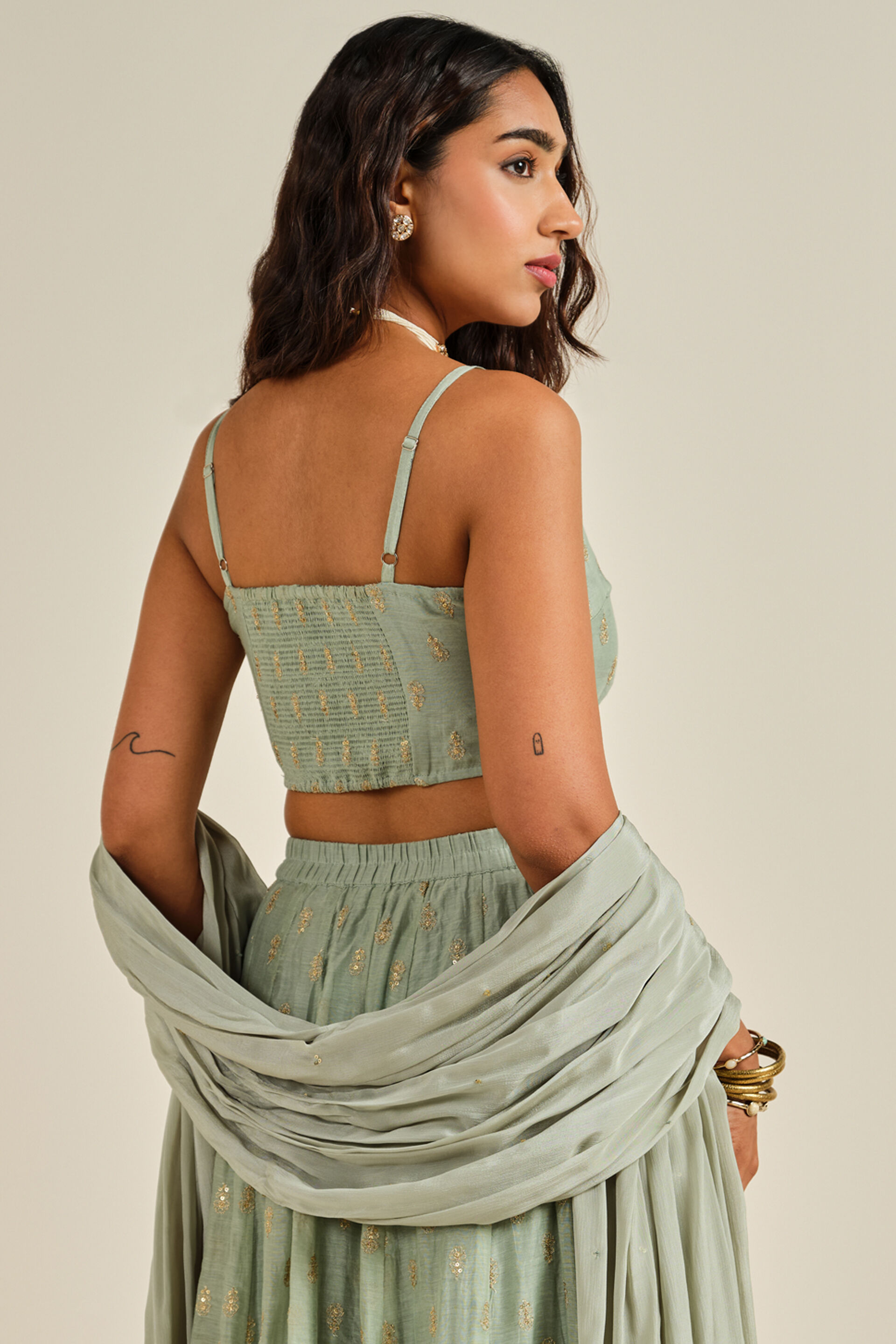 Sharmila Sage Green Skirt Set, Sage Green, image 6