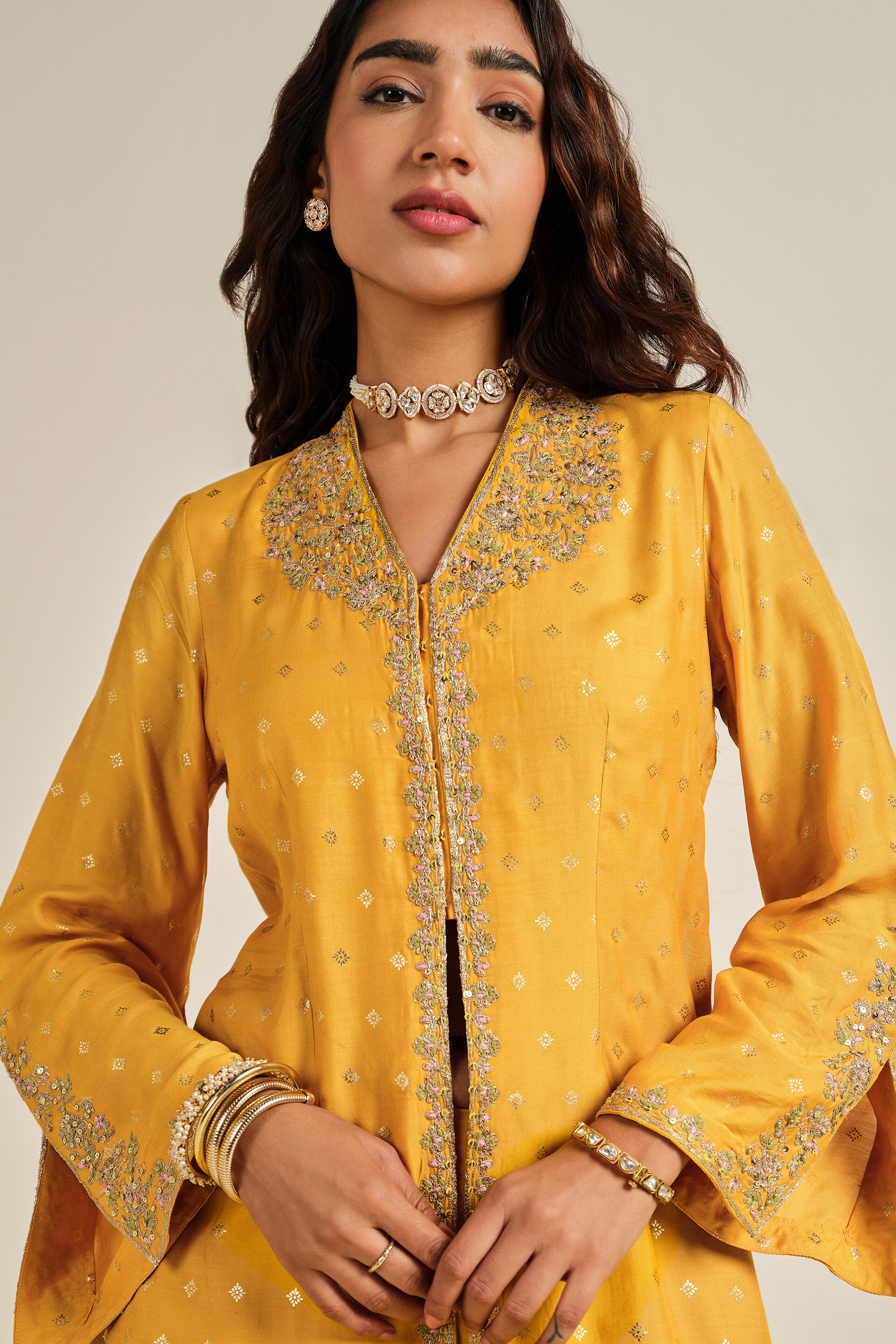 Sunehri Festive Skirt Set, Mustard, image 5