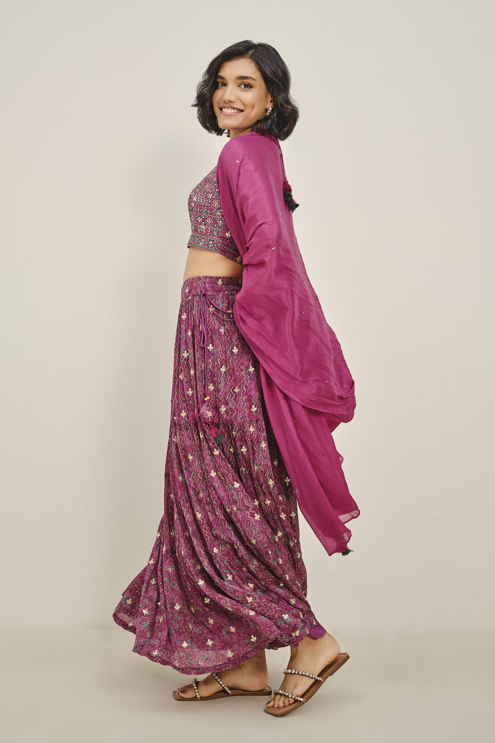 Prutha Purple Embroidered Skirt Set, Purple, image 3