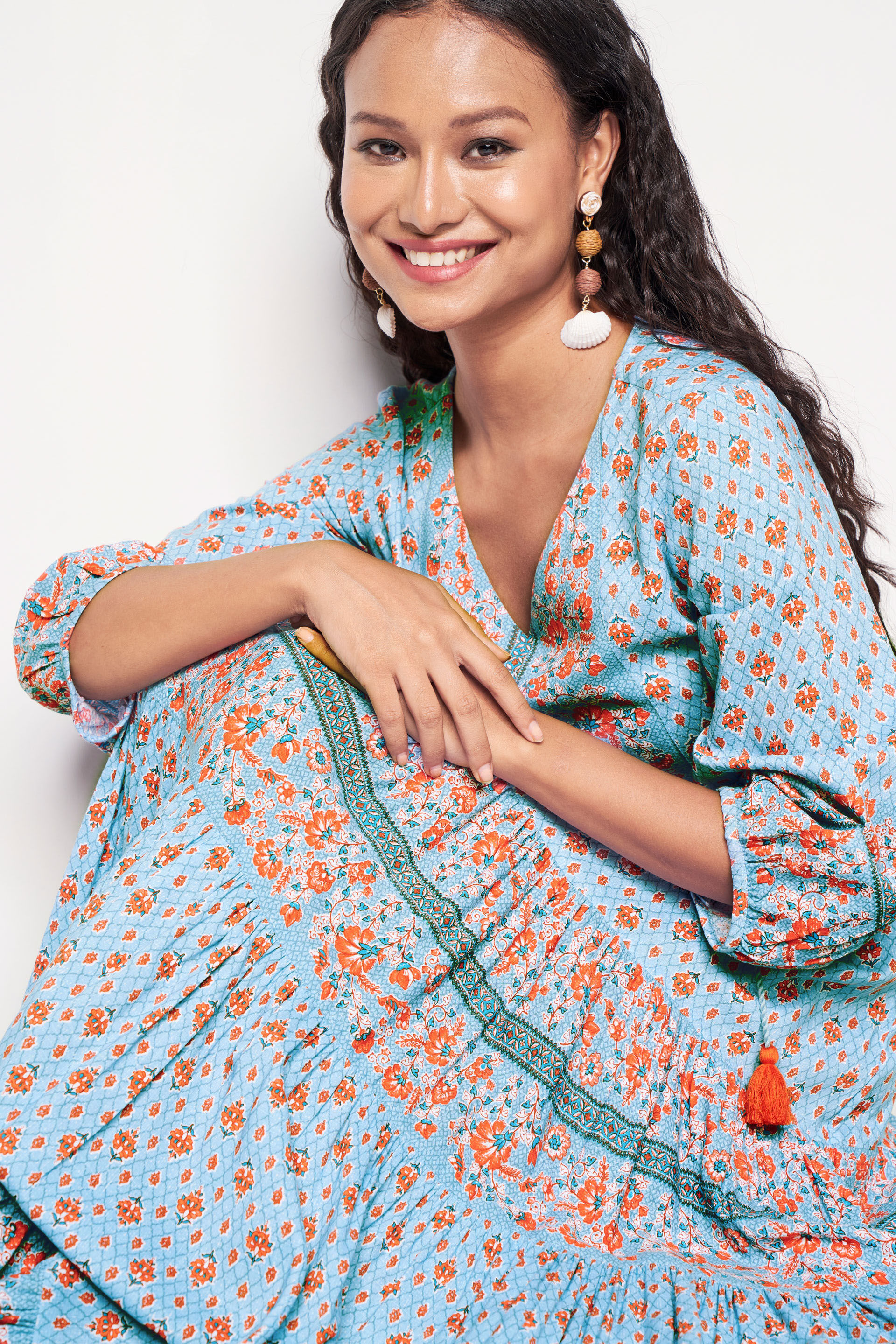 Gulmohar Maxi Dress​, Aqua, image 8