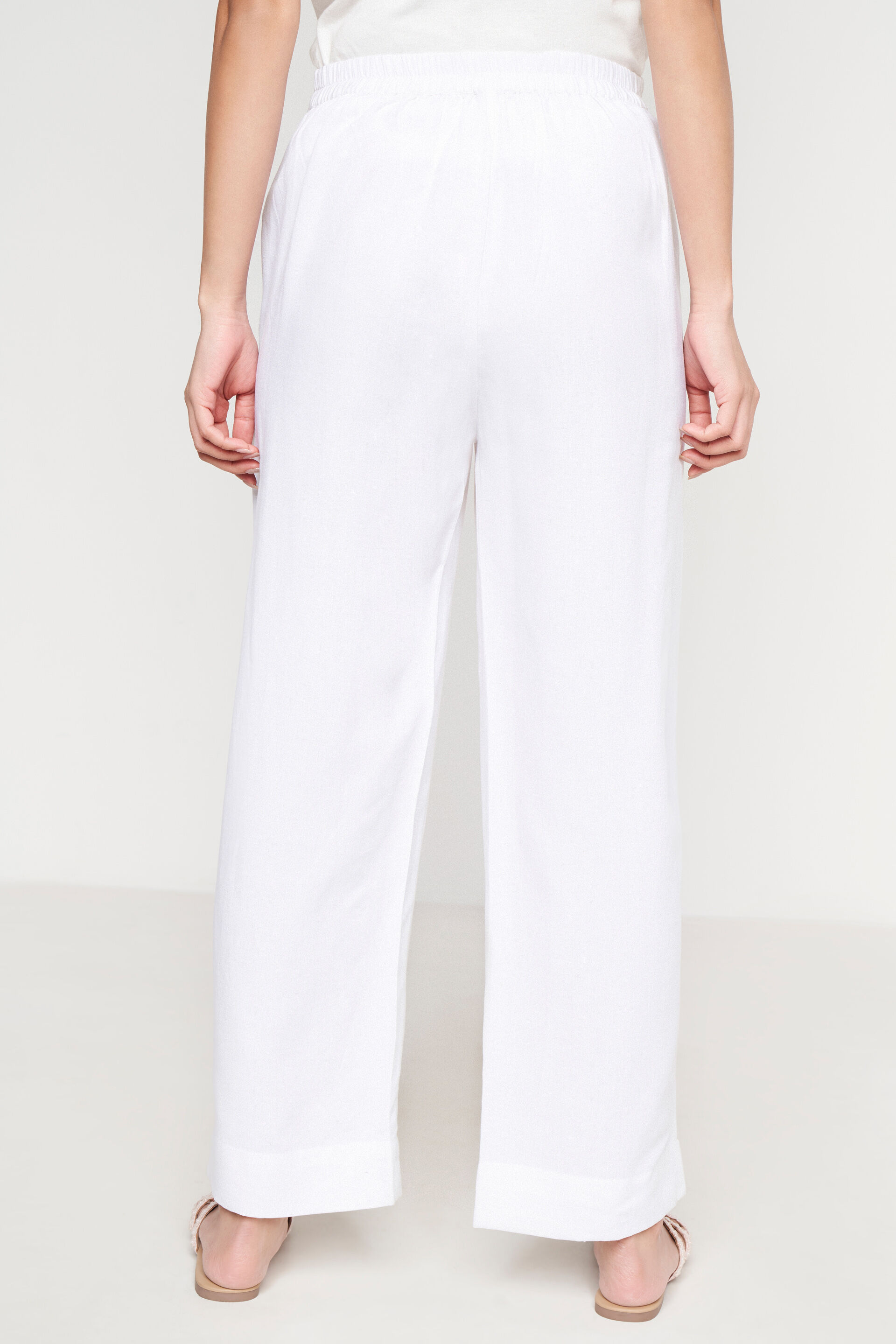 White Solid Embroidered Bottom, White, image 3