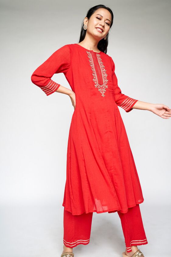 1 - Red Embroidered Wide-Leg Set, image 1