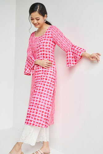 Pink Tie & Dye Straight Kurta, Pink, image 3