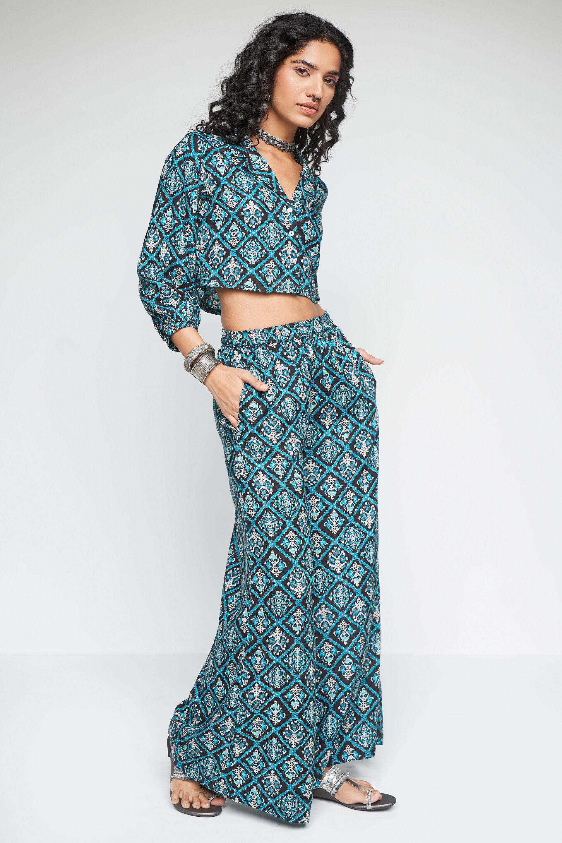 Teal Floral Co-ords Set, Teal, image 3